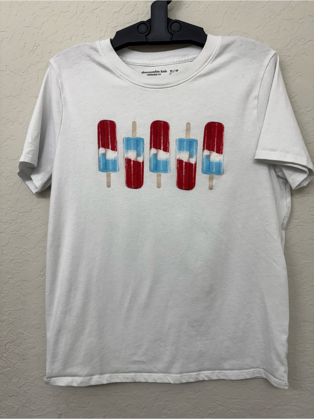 Abercrombie Kids Popsicle Graphic Tee Girls Size 11/12 White Oversized T-Shirt
